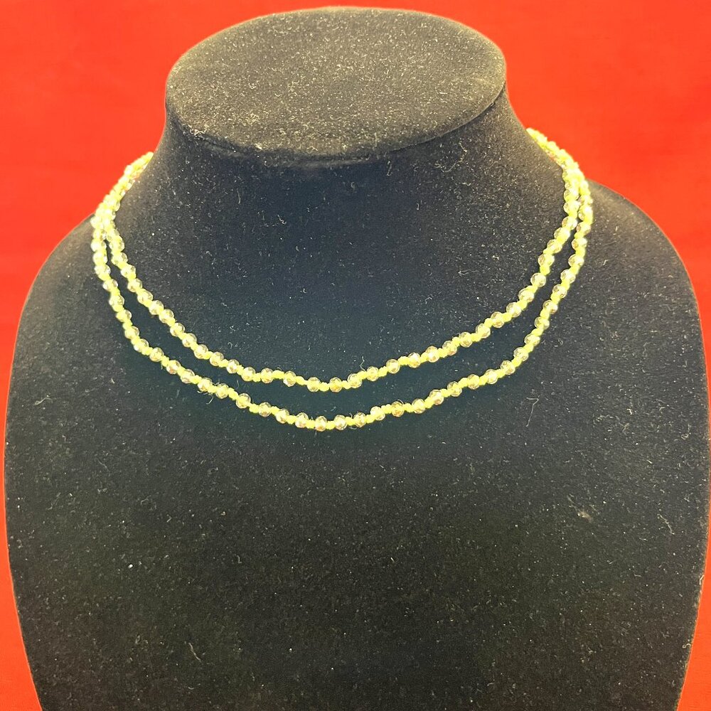Strand Of Green 35" Glass Beaded Necklace